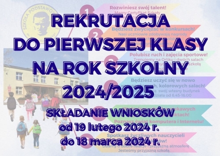 Rekrutacja do 1 klasy na rok szkolny 2024-2025 