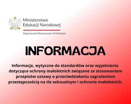 Informacja Departament Wychowania i Profilaktyki Ministerstwa Edukacji Narodowej
