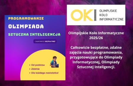 Olimpijskie Koło Informatyczne 2025/26 - zobacz informacje.