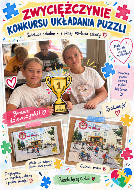 Konkurs układania puzzli w świetlicy szkolnej z okazji 40 lecia szkoły