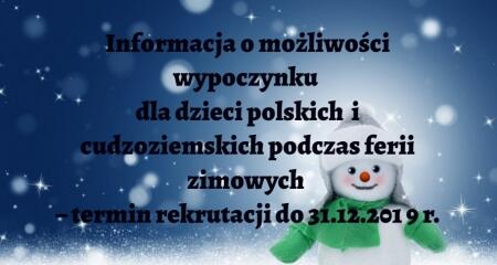 INFORMACJA O MOŻLIWOŚCI WYPOCZYNKU